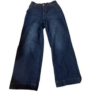 Boutique Dark Wash Wide-Leg Jeans, Classic Straight Fit, Women's Size 6